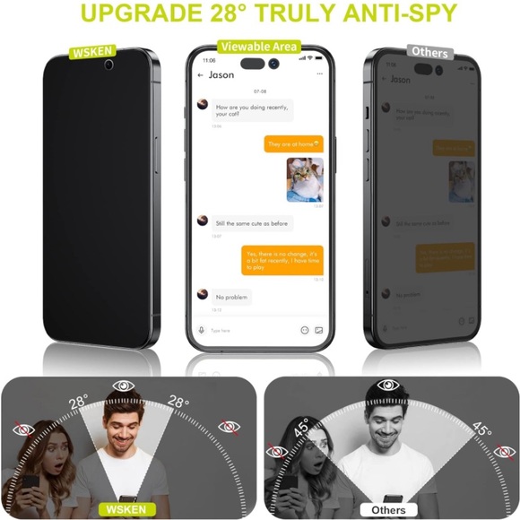 New WSKEN Privacy Screen Protector for iPhone 14 Pro 6.1 inch - Picture 3 of 5